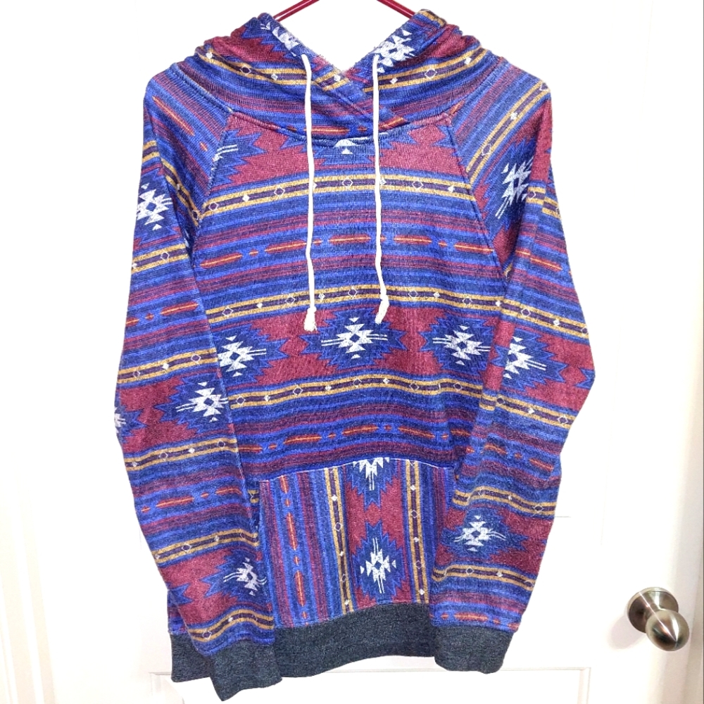 Men's Geometric Pattern Multi-colored Hoodie - (M)